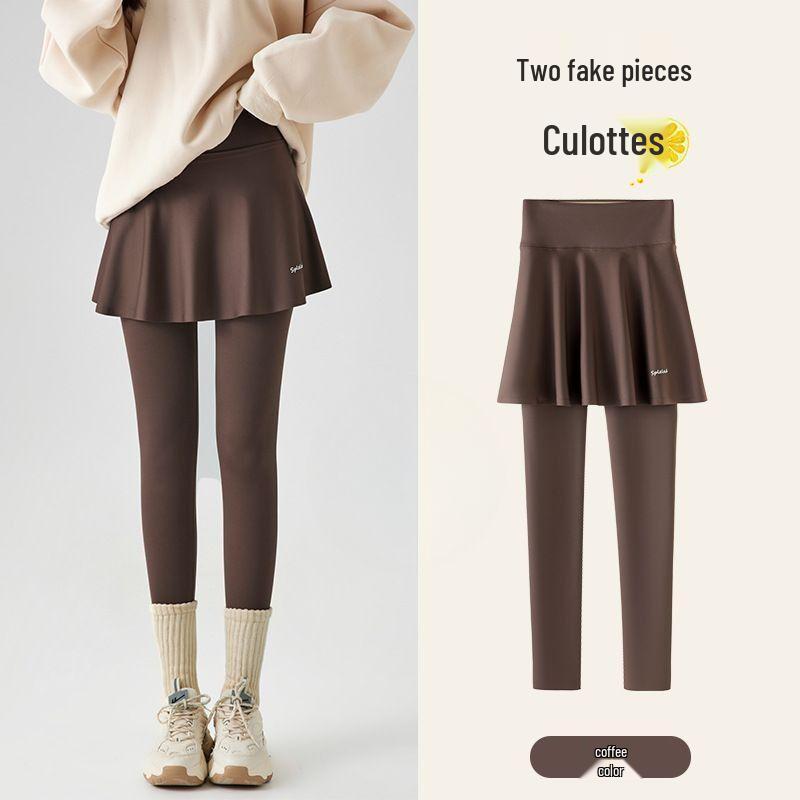 

Women s Plus Size High-Waist Anti-Exposure Two-Piece Sports Pants Skirt for Running, Fitness, and Yoga. L [110-135 lbs]