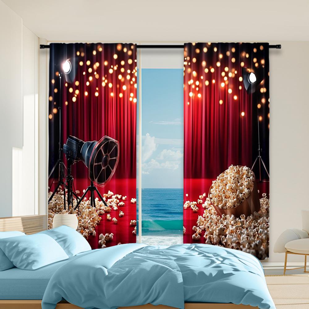 

Set Of 2 Versatile Polyester Transparent Curtains Home Decoration Movie Night Use Bedrooms Living Rooms Curtain Ideal For Room W100*H70(CM)-Grommet top&2PCS
