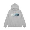 European and American Trendy Brand White and Blue Gradient Towel Embroidery for Men and Women, Couple Loose Casual Hooded Sweatshirt