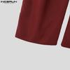 INCERUN Men High Wrap Waist Side Zip-up Casual Loose Wide Legs Pants Long Trousers