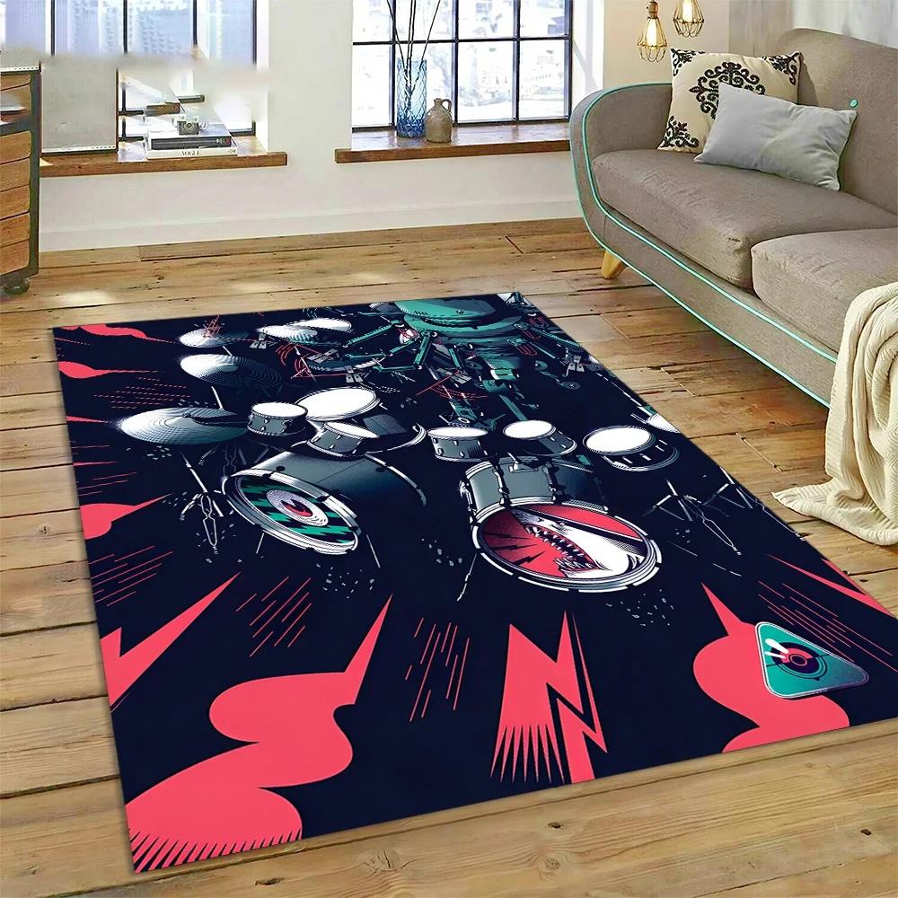 Drum Kit Music Instruments Set Carpet Rug for Home Living Room Bedroom Sofa Doormat Decor,kids Area Non-slip Floor Mat Decorate