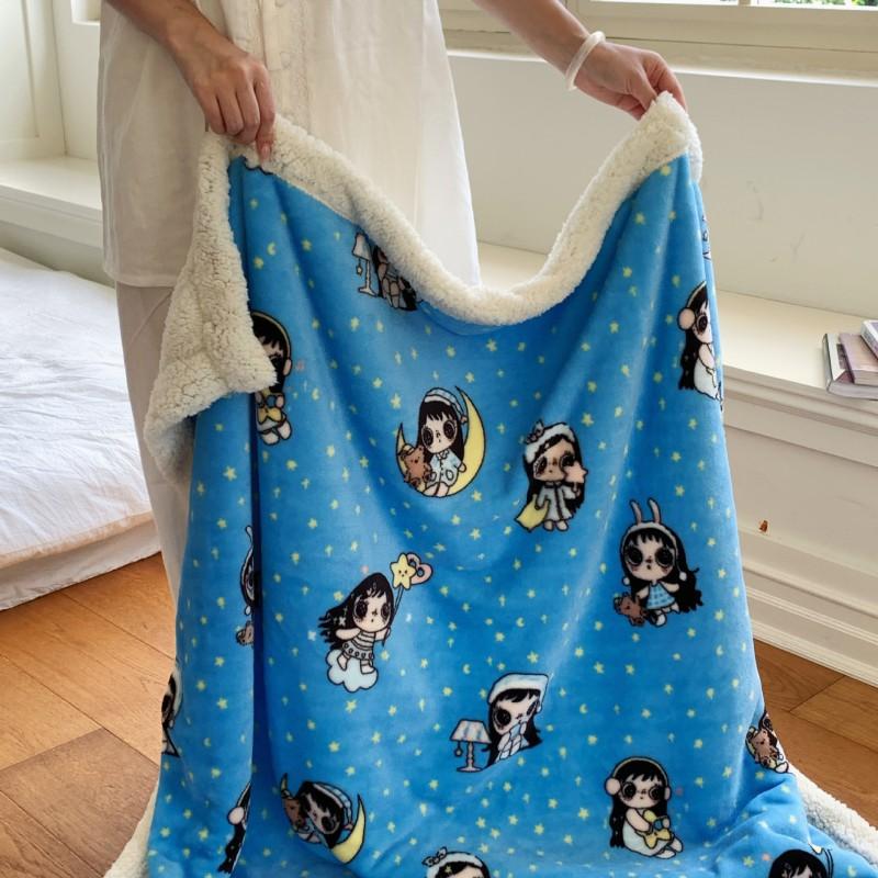 Winter Thick Milk Fleece Blanket Office Nap Sofa Bed Kids Students