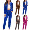 Set de 2 piese casual la modă pentru femei, cu mânecă lungă - Set de culori: Costum cu glugă și buzunare, croială slim