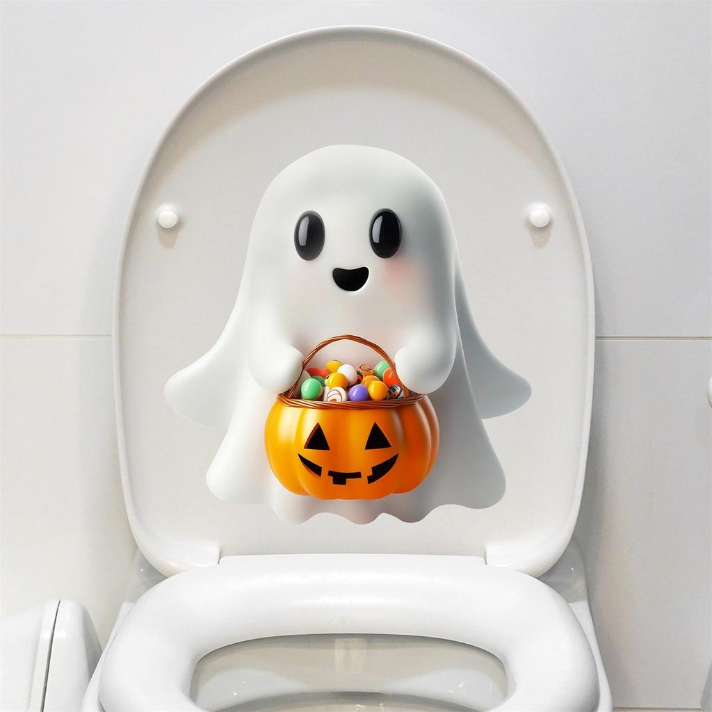 Halloween Cartoon Candy Pumpkin Toilet Sticker, Bathroom And Home Decoration Wall Sticker