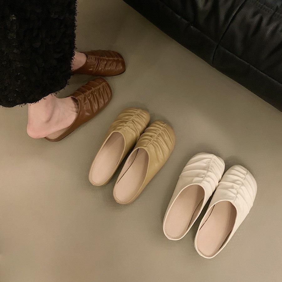 Flat bottom one pedal bag head half slippers fairy shoes wear 2025 new spring and summer French Korean version lazy shoes