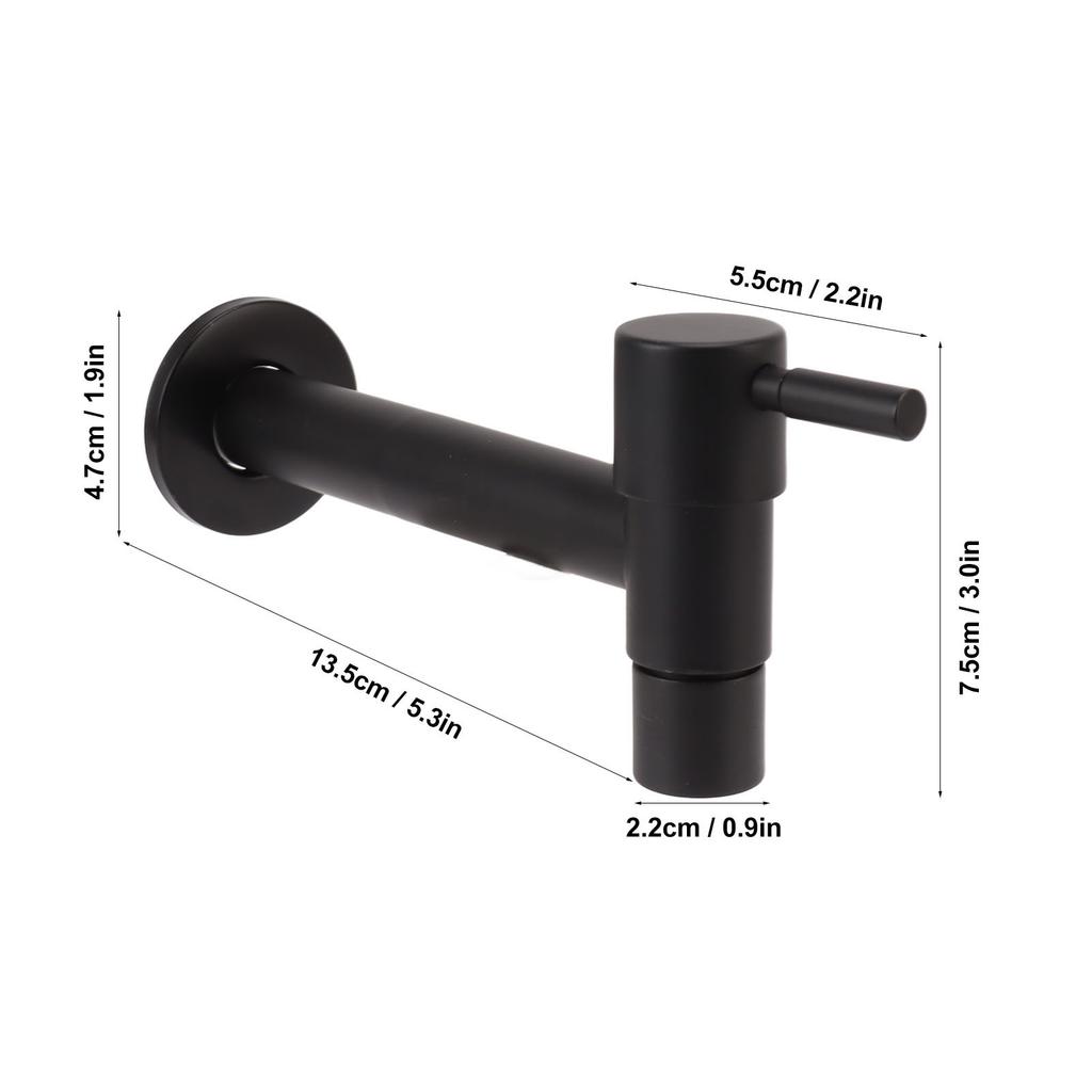 G1Celsius2 Wall Mounted Cold Water Tap 304 Stainless Steel Single Handle Cold Faucet Bathroom Garden Faucet Tap Black