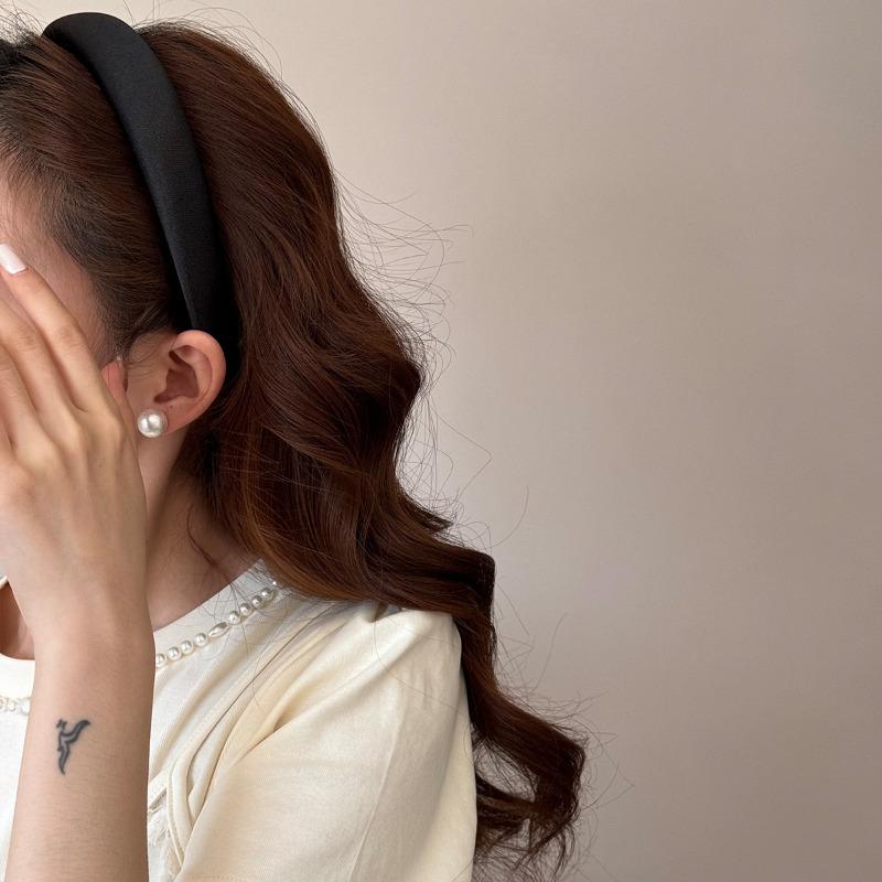 Cream-colored Texture Sponge Hairband for Girls with A Sweet Small Headband Style Hairpin