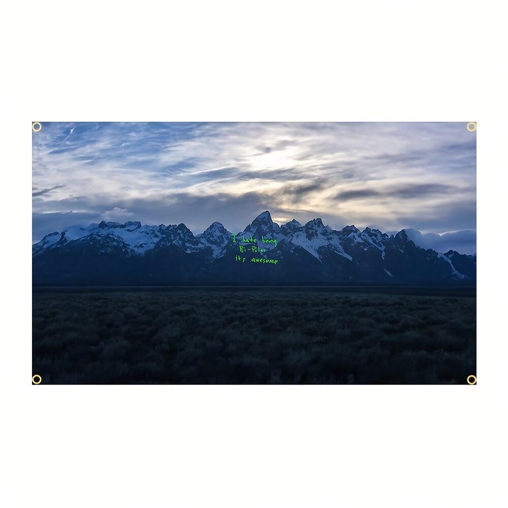 VIKAMA Grand Teton Mountains Landscape Tapestry Dark Tune Snow Mountain Grassland Photography Style Living Room Room Decoration 74x94cm(29x37in)