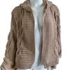2026 Autumn/Winter Bestseller: Women's Cable Knit Hat Cardigan, European & American Style Chunky Sweater, Solid Color