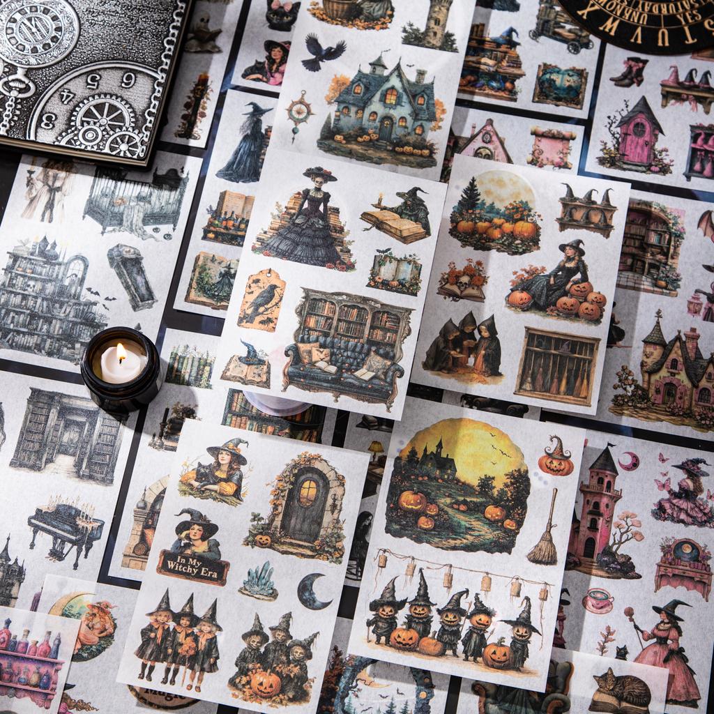 20sheets/book Midnight Party Series Gothic Dark Style Stickers Hand Account Collage for Office Halloween Gift Decoration