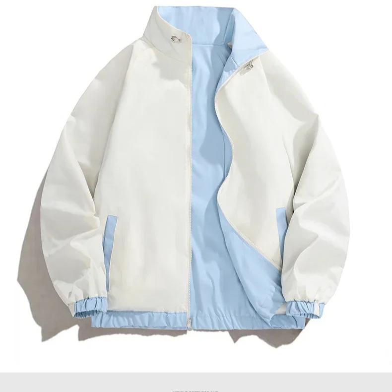 Double-Sided Jacket Spring Couple Jacket Y2k Two-sided Long Sleeve Coats Women Reversible Windbreaker Men's Clothing Splashproof