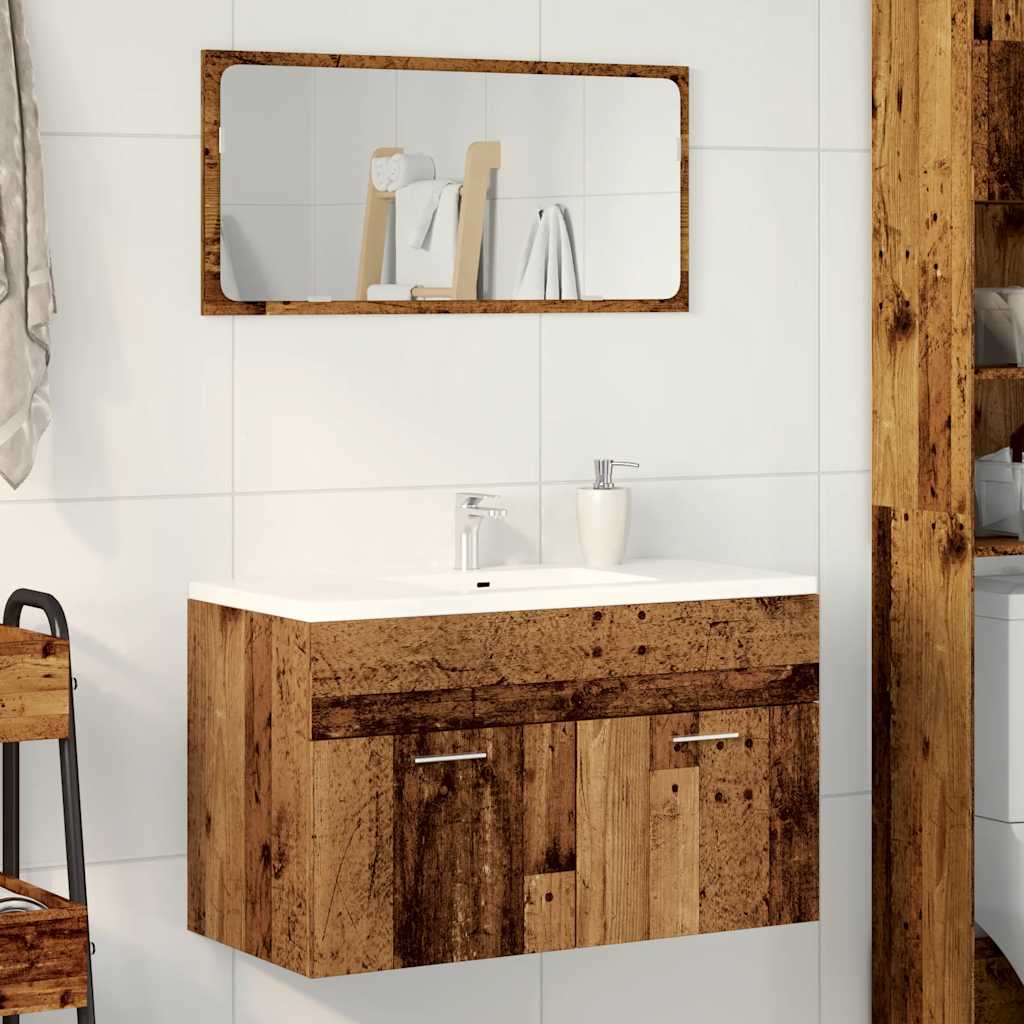 Bathroom Vanity Cabinet with Rustic Wood Look 31.5 X 15.2 X 18.1 In (L X W X H)