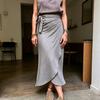 Women Skirt, High Waist Large Hem Midi Skirt, Irregular Split Slimming Skirt for Work Leisure Daily Wear Beach Travel Parties