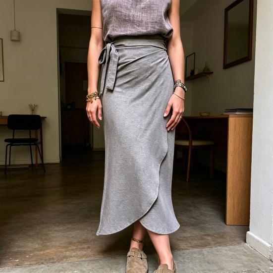 Women Skirt, High Waist Large Hem Midi Skirt, Irregular Split Slimming Skirt for Work Leisure Daily Wear Beach Travel Parties