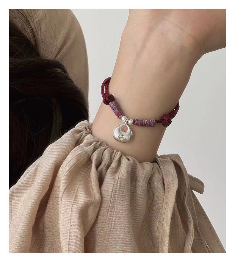 2025 Lucky Red Rope Bracelet for Women & Besties - Pure Silver Ingot Charm