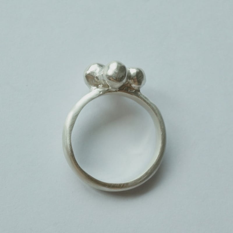 vacactsilver cross bubble ring