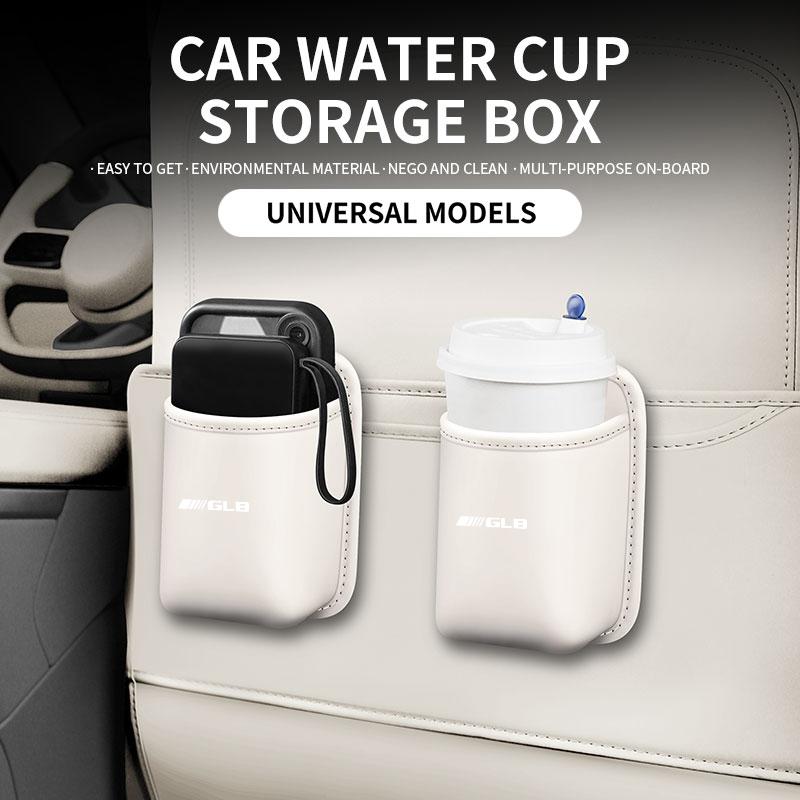 JJVMB1 Leather Car Cup Holder Storage Box Organizer Tray Multi Function Interior Container for Mercedes Benz GLB Accessories