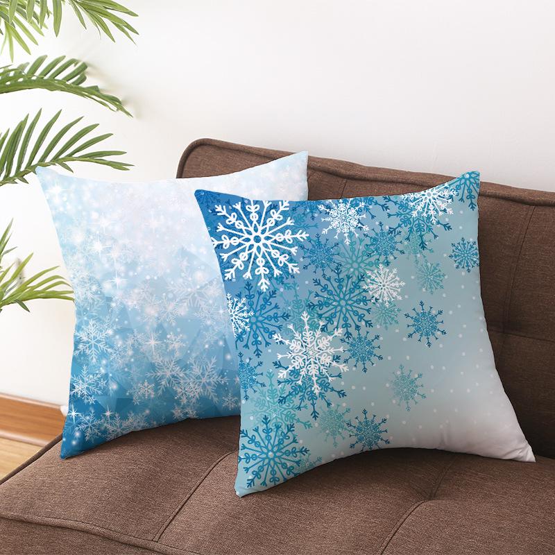 Wish Home Christmas Snowflake Digital Printing Peach Skin Car Pillow Cushion Pillow Case