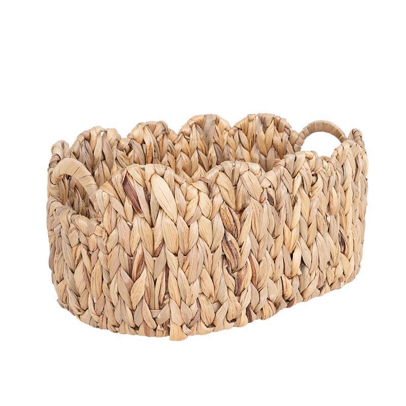Fan-shaped Water Hyacinth Woven Storage Basket