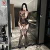 Sexy Black See Through Open Crotch Fishnet Bodysuit Lingerie For Women