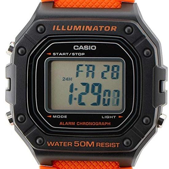 Casio STANDARD DIGITAL Wristwatch for Men and Black and Orange W-218H-4B2 Women, Affordable, [Used]