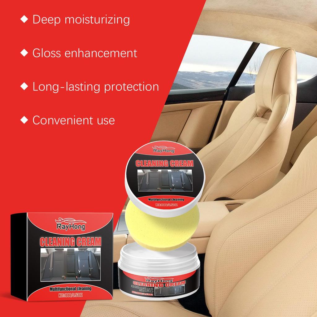 RAYHONG Leather Revitalizing Cream 100g Deep Cleansing, Stain Resistance Suitable for Multiple Scenarios Free Sponge Included