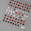 Solitaire Playing Card Pattern Design Nail Art Stickers: Self-Adhesive, Easy to Use, Cartoon Themed, One-Time Use, Glitter Accents