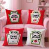 Funny Ketchup Label Cushion Cover Comfortable Reversible Pillow Cover Ideal for Car Sofa Bedroom & Beyond