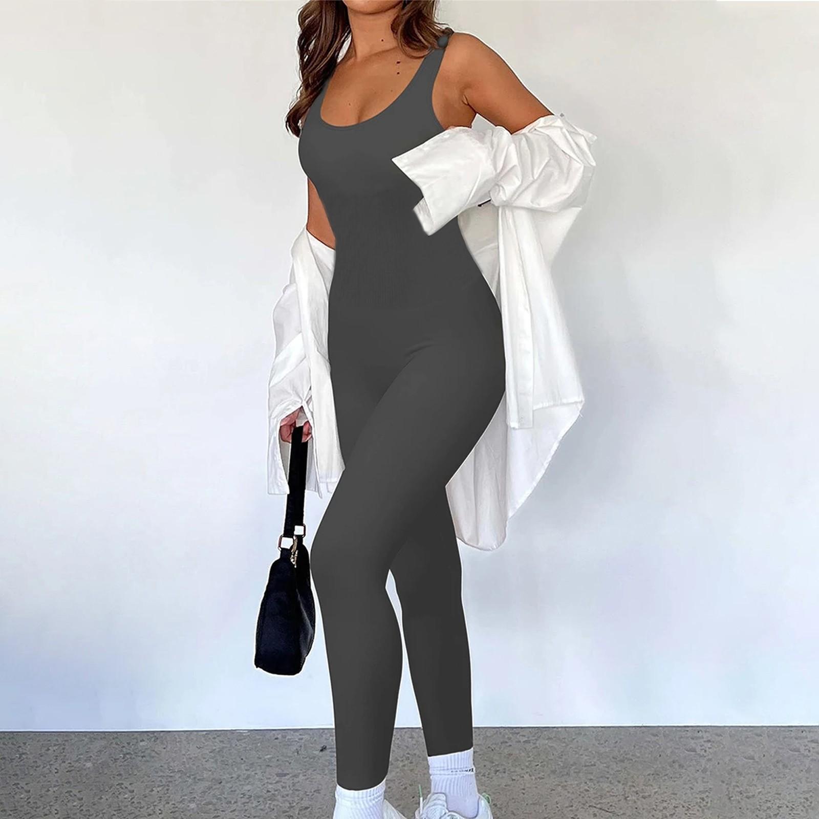 

Женский топ без рукавов, комбинезон с резьбой и круглым вырезом, подтяжка бедер, тонкий сексуальный комбинезон, комбинезон с открытой спиной M