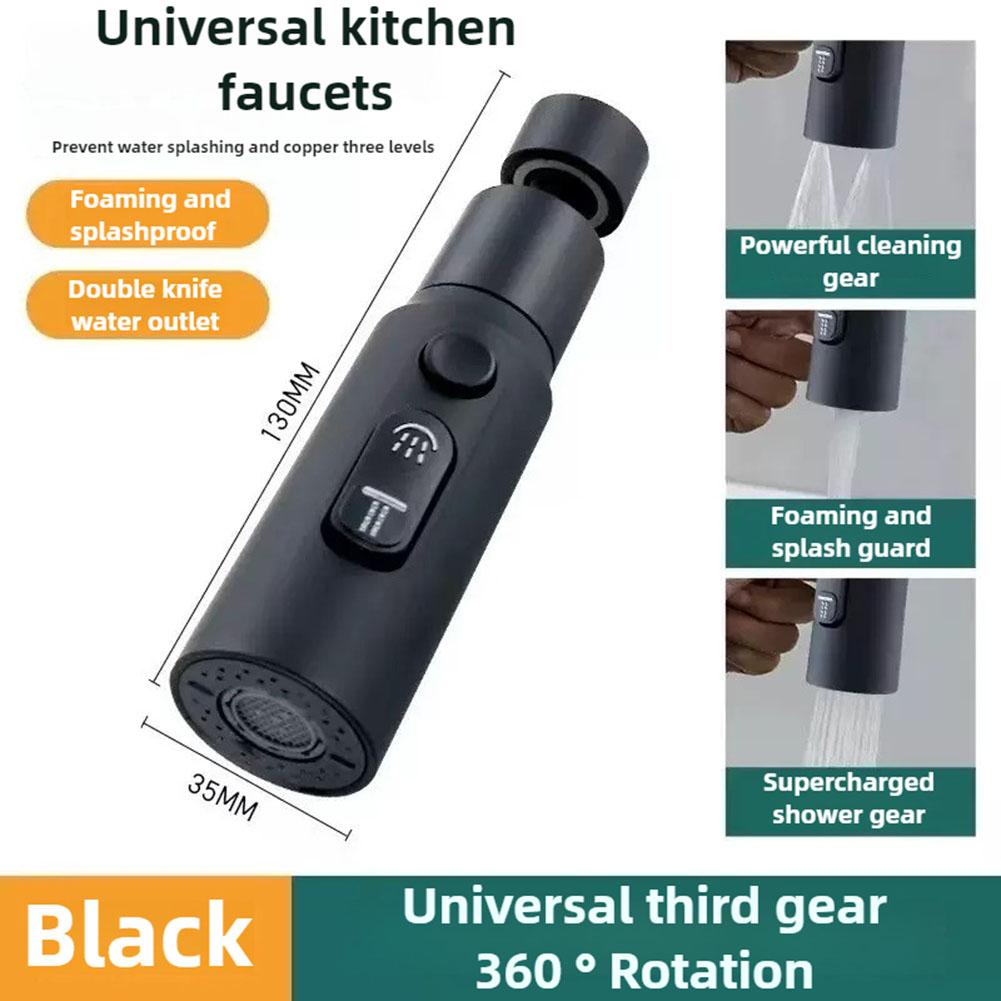 

Rotatable Kitchen Tap Spray Head with 360 Degree Swivel Featuring Three Water Modes for Stream Shower and Wide Spray Usage чорний