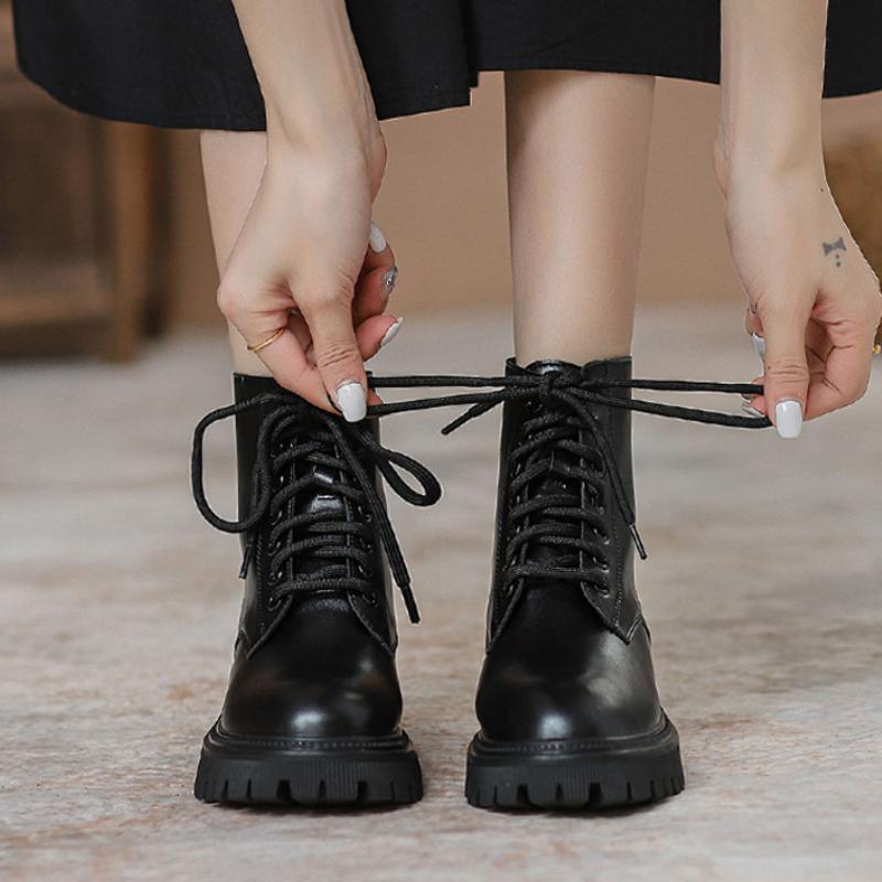 Women Ankle Boots Fashion PU Leather Chunky Boots Dress Office Shoes Woman Trend Short Boots