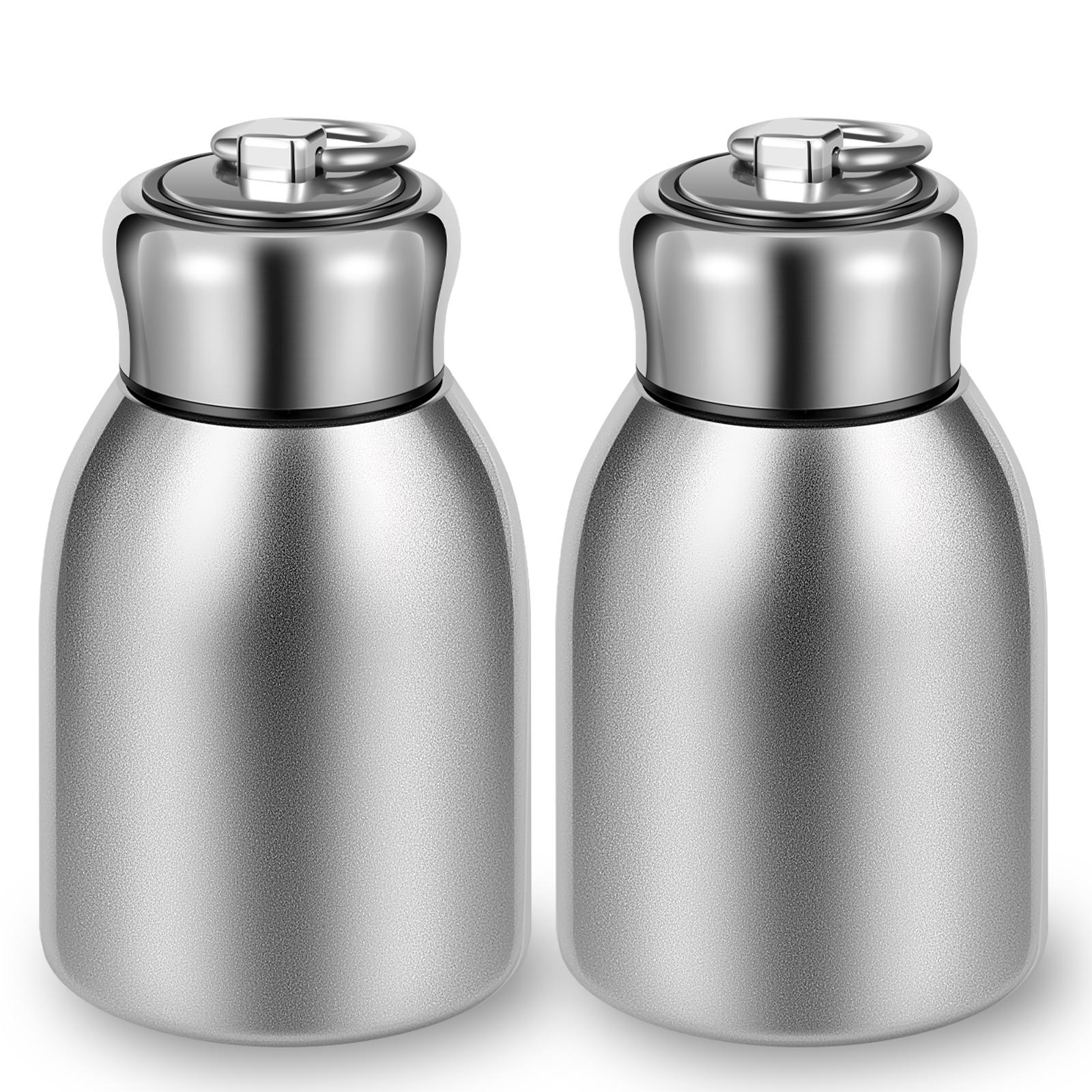 

2Pcs Mini Stainless Steel Water Bottle 10oz Insulated Water Bottle Leakproof Travel Mug Portable Small Water Bottle for Home 300ML