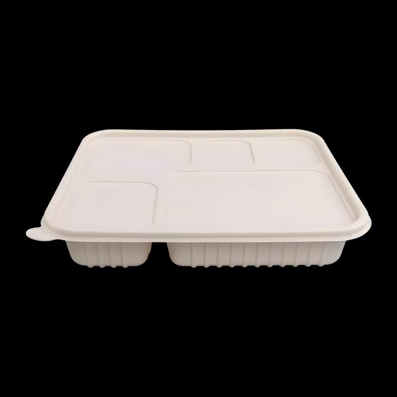 1100ml Degradable 5-Compartment Lunch Box with Lid