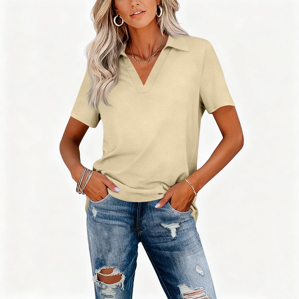 Γυναικείο Μόδα Casual Κολάρο Κοντομάνικο Χρωματιστό Πουκάμισο Γυναικεία Πάνω Μπλούζες