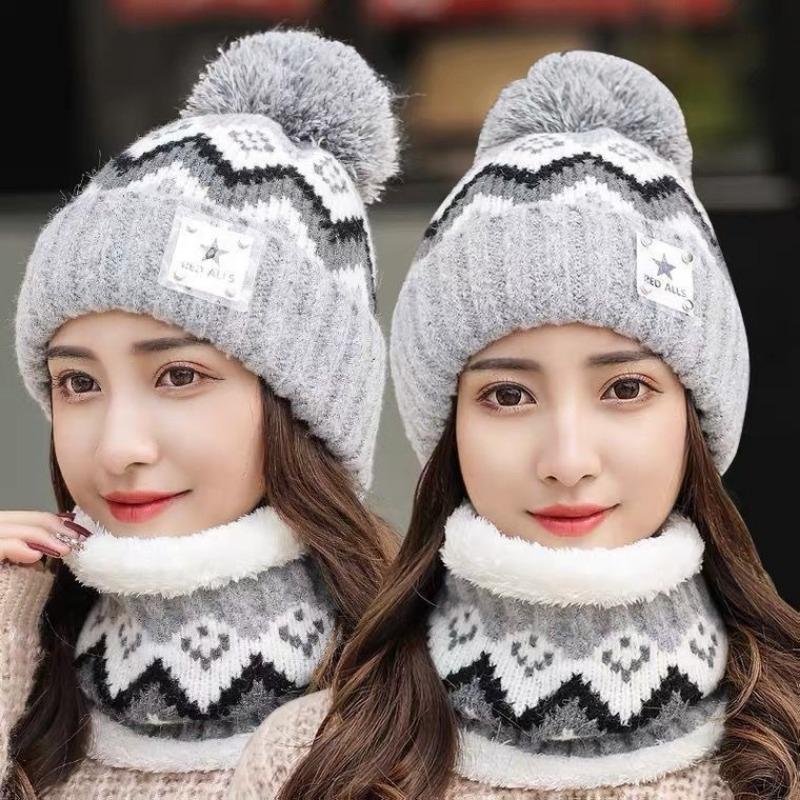 New Autumn and Winter Fleece Thickened Ear Protector Wool Hat Women's Cycling Cold Winter Knitted Cotton Hat Trend