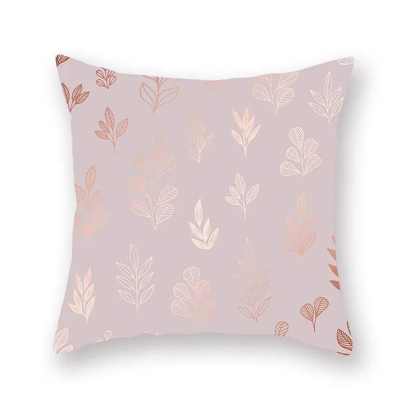 Decorative Pillow Case 45*45cm Pink Gold Geometry Polyester  Home Decoration Car Cushion Cover Sofa Throw Pillowcase Square