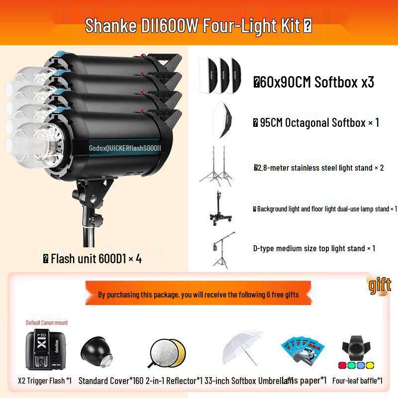 Godox DII600 Studio Flash 4-Light Kit