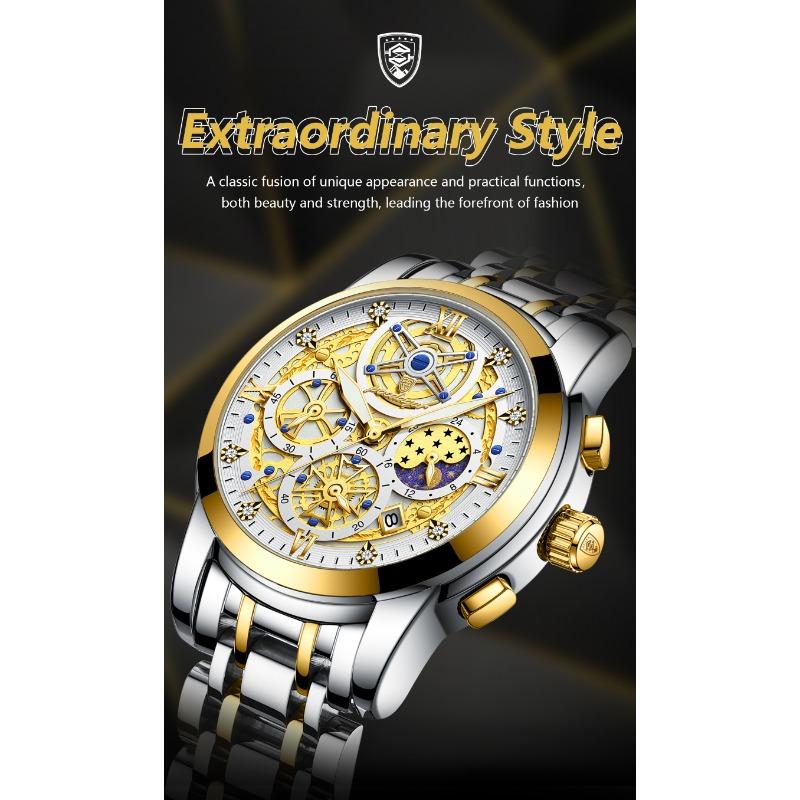 POEDAGAR Luxury Watch For Men Original Waterproof Luminous Date Clock Chronograph Stainless Steel Quartz Watches Reloj