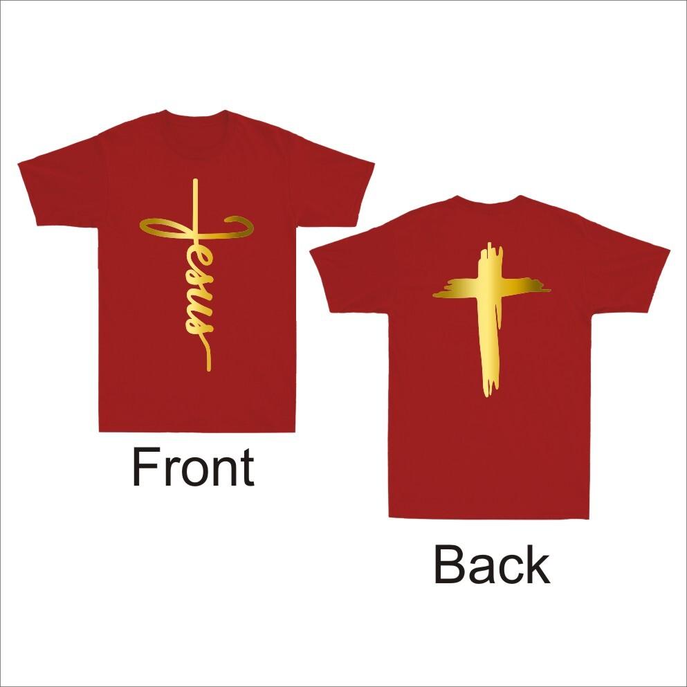 Jesus God Lover Christian Cross Faith Religious Front Back Print Unisexs Tshirt
