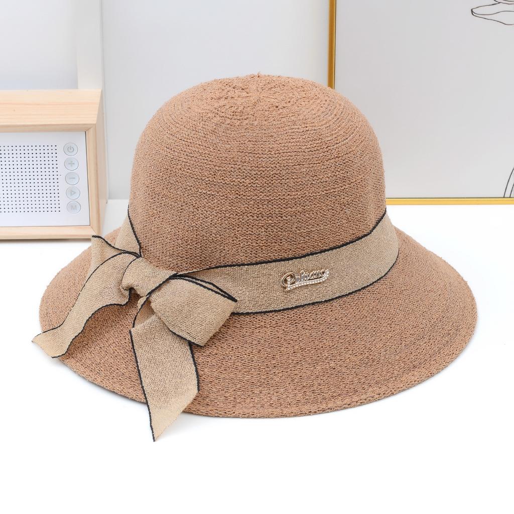 Ladies' Fisherman Hat Foldable Knitted Bow Basin Hat Sun Protection and Sunshade Hat Women's