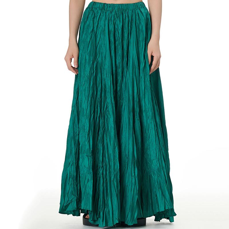 

XITAO однотонная женская плиссированная свободная повседневная женская юбка DMJ1498 One Size зелёный