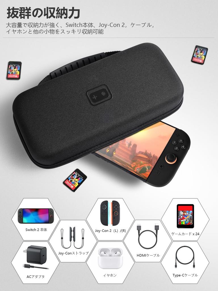 2 Large New for Switch 2 Hard Full Large Holds the Switch Power 24 Game and [Switch Case, Capacity, 2025] Case, High-Density EVA, Waterproof,