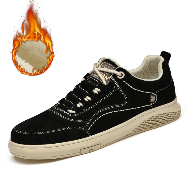 1003 Men'S Shoes Board Shoes Sports And Leisure Shoes Spring Low-Top Matte Leather Flat-Soled Sports Shoes Velvet Cotton Shoes