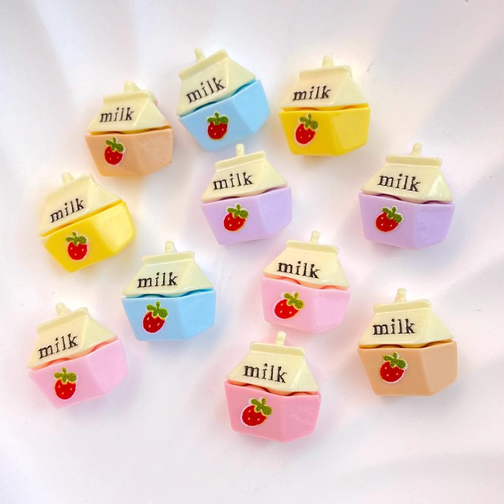 20Pcs New Cute Mini Cartoon Strawberry Milk Resin Flatback Ornament Jewelry Making Manicure Hairwear Accessorie