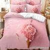 Set Copripiumino 3D Fiore Rosa Matrimoniale Camera da Letto Copripiumino Matrimoniale Copripiumino 2 Persone Decorazione Matrimonio Biancheria da Letto
