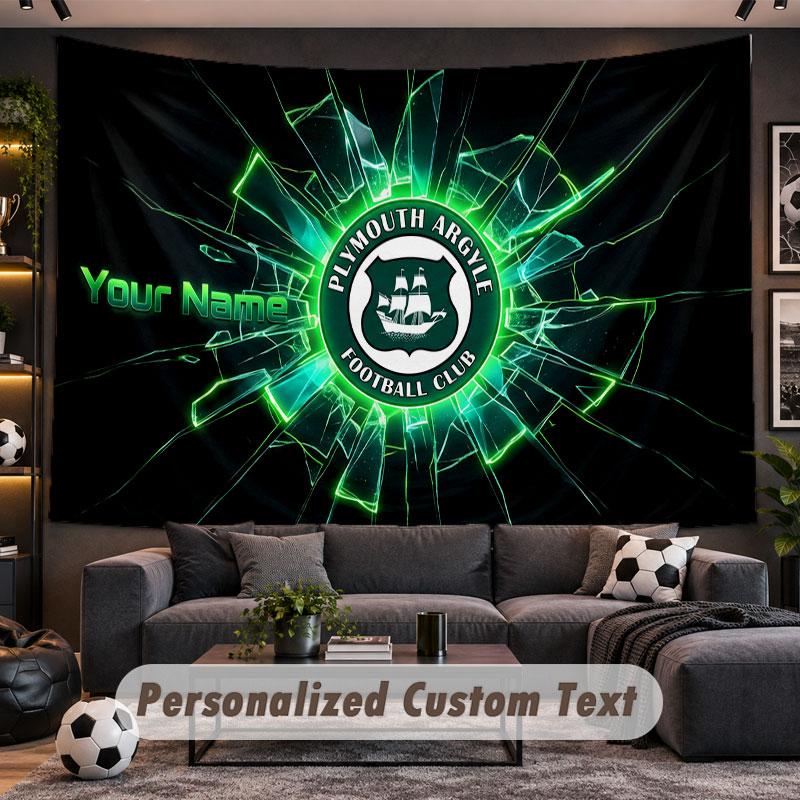 Wall Hanging Tapestry Custom NamePlymouth Argyle FC Pattern Personalized Printed Fabric Wall Decor