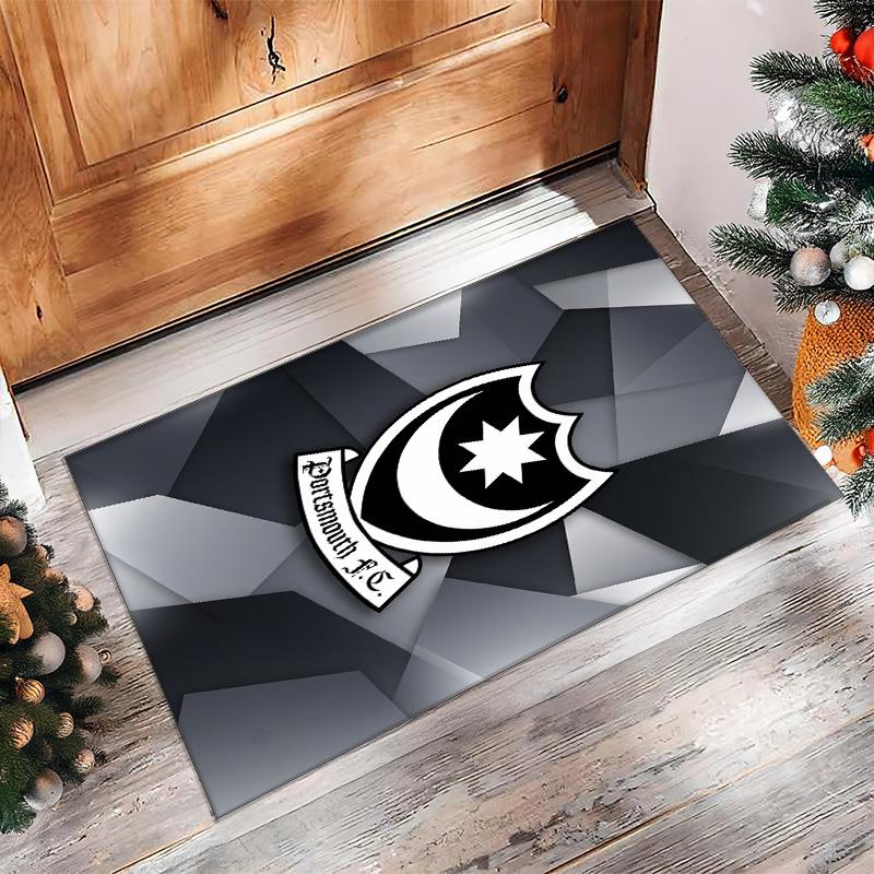 Tappeto Morbido Area Rug con Motivo Calcio Portsmouth FC Antiscivolo Tappeto per Pavimento Interno Tappetino Decorazione Sportiva per Camera da Letto