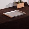 Modern Wood Serving Tray with Stainless Steel Accents Multi-Purpose Home Decor Platter for Cheese Appetizers Display Board