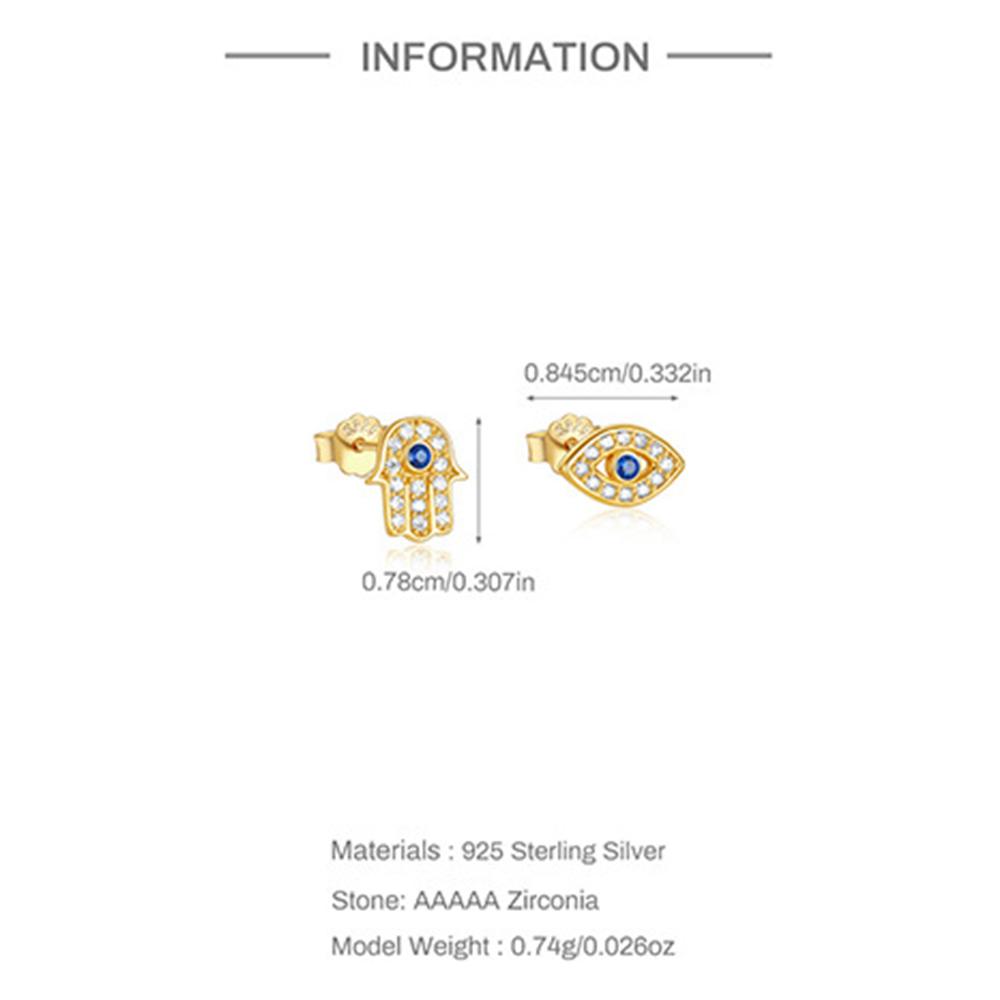 925 Sterling Silber Blaue Zirkonia Nazar Ohrstecker für Damen Hamsa Fatimas Hand Türkische Augen Ohrringe Piercing Schmuck