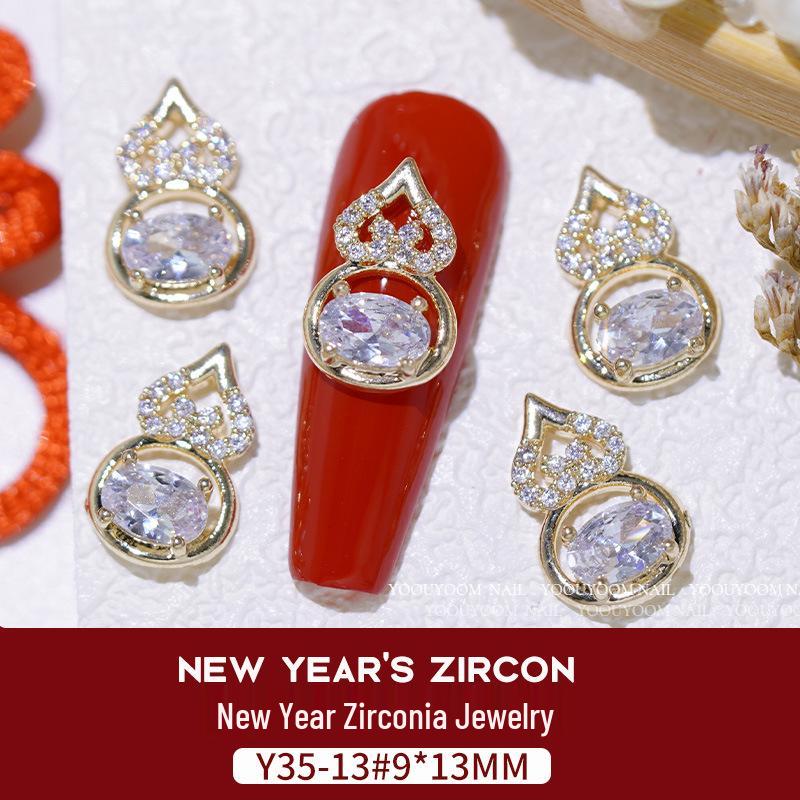 Nail Art Scintillante di Zirconia per Capodanno: Borsa del Denaro Attira-Ricchezza, Zucca di Lusso con Diamanti e Ornamenti per Unghie Oro/Argento